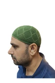 El Örgü Modeli Triko Makine Örme Namaz Takkesi Yeşil thumbnail 1
