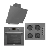 Luxell Opall Gri Cam Ankastre Set thumbnail 1