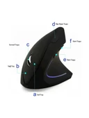 Lekvey Dikey Ergonomik Kablosuz Mouse 1600 DPI USB Optik Mouse thumbnail 3