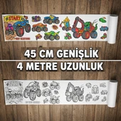 Boyama Kitabı Rulo 4 Metre Dev Boy - Canavar Arabalar 45 cm thumbnail 1