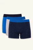 Defacto G4673AXBE103 Mavi Regular Fit Baskılı 3'lü Boxer thumbnail 1