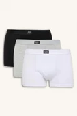 Defacto A3152 Beyaz Erkek Regular Fit 3'lü Boxer thumbnail 1