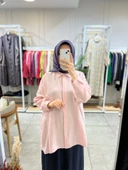 Nuss 3001 Oversize Düğmeli Gömlek Pudra thumbnail 1