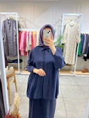 Nuss 3001 Oversize Düğmeli Gömlek Navy thumbnail 2