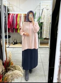 Nuss 3001 Oversize Düğmeli Gömlek Pudra thumbnail 2