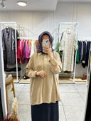 Nuss 3001 Oversize Düğmeli Gömlek Latte thumbnail 1