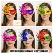 6’lı Çift Renkli Venedik Karton Parti Maskesi Seti thumbnail 2