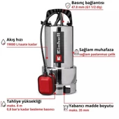 Einhell GC-DP 7035 N ECO PLUS Dalgıç Pompa (Kirli Su) 4170765 thumbnail 2