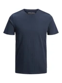Jack&jones 12156101 0 Yaka Erkek Basic Tshirt - Lacivert thumbnail 5