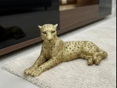 Dekoratif Yatan Leopar Kaplan Kedi Biblo thumbnail 1