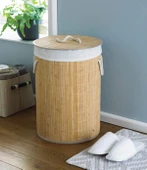 DecoHandy Yuvarlak Bambu Kirli Sepeti thumbnail 1