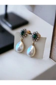 Oval Kristal Taşlı İnci Küpe thumbnail 11