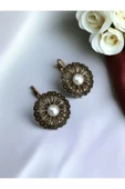 Black Diamond Taşlı İnci Çiçek Küpe thumbnail 1