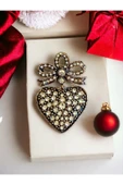 Kristal Taşlı Kalp Broş thumbnail 4