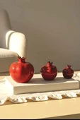 3’lü Parlak Nar Dekoratif Obje Seti thumbnail 5
