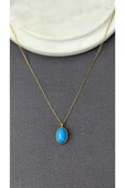 Aqua oval kolye 925 Ayar thumbnail 2