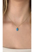 Aqua oval kolye 925 Ayar thumbnail 1