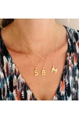 925 Ayar Gümüş Gold Bombeli B Harfi thumbnail 2