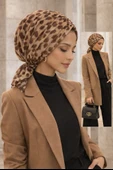 Bej Leopar Tokalı Bone thumbnail 2