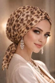 Bej Leopar Tokalı Bone thumbnail 1