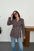 Kadın Puantiyeli Tek Düğmeli Blazer Ceket thumbnail 11