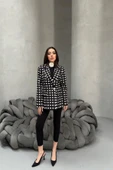 Kadın Puantiyeli Tek Düğmeli Blazer Ceket thumbnail 8
