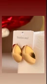 Çelik yuvarlak gold model küpe thumbnail 2