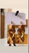Çelik sallantılı gold model Çelik küpe thumbnail 2