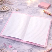 Kalpli Pembe Peluş Defter thumbnail 2