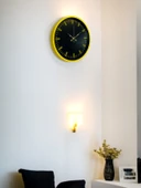36 Cm Sarı Dekoratif Duvar Saati thumbnail 2
