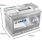 VARTA N70 12V 70 AH EFB  AKÜ thumbnail 2