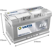 VARTA E46 12V 75 AH  EFB AKÜ thumbnail 2