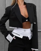 Kadın 4 Parça Crop Blazer Takım thumbnail 3