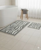 BANYO PASPASI 2'Lİ SET BASKILI ZEBRA GRİ thumbnail 2
