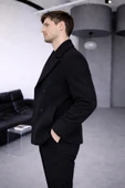 Kısa Kruvaze Basic Kaşe Ceket thumbnail 9