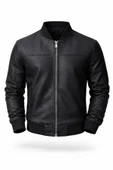Premium Slim Fit Bomber Kolej Deri Ceket thumbnail 1