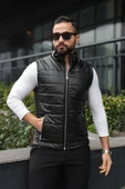 Basic Slim Fit Deri Yelek thumbnail 4