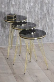 Zigon Sehpa Çift Gold Ceviz Tel thumbnail 7