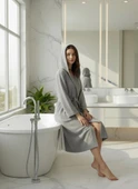 Waffle Unisex Pamuklu Pike Bornoz thumbnail 11