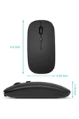 Kablosuz Mouse Fare Şarjlı Bluetooth Wireless Çift Modlu Sessiz thumbnail 4