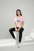Kadın Bisiklet Yaka Kedi Baskılı Basic Tişört thumbnail 9