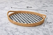 MİEN Damalı Oval Sedef Tepsi 2 Li Set thumbnail 5