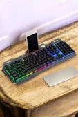 Q Klavye RGB Işıklı Klavye Ve Mouse Seti Kablolu Mouse Hediyeliş thumbnail 5