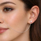 Gümüş Zincirli Burun Piercingi Küpe thumbnail 1