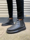 Siyah (Siyah Taban) Lastikli Erkek Sneaker Bot thumbnail 2