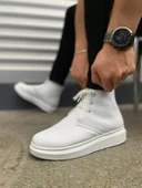 Beyaz Bağcıklı Erkek Sneaker Bot thumbnail 1