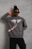 Erkek Güvercin Baskılı Sweatshirt - Gri thumbnail 1