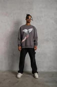 Erkek Güvercin Baskılı Sweatshirt - Gri thumbnail 2