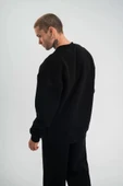 Uzun Kol Bisiklet Yaka Basic SweatShirt - Siyah thumbnail 3