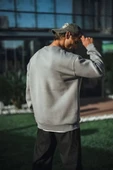 Kışlık Bisiklet Yaka Üç İplik Basic SweatShirt - Boyalı Gri thumbnail 4